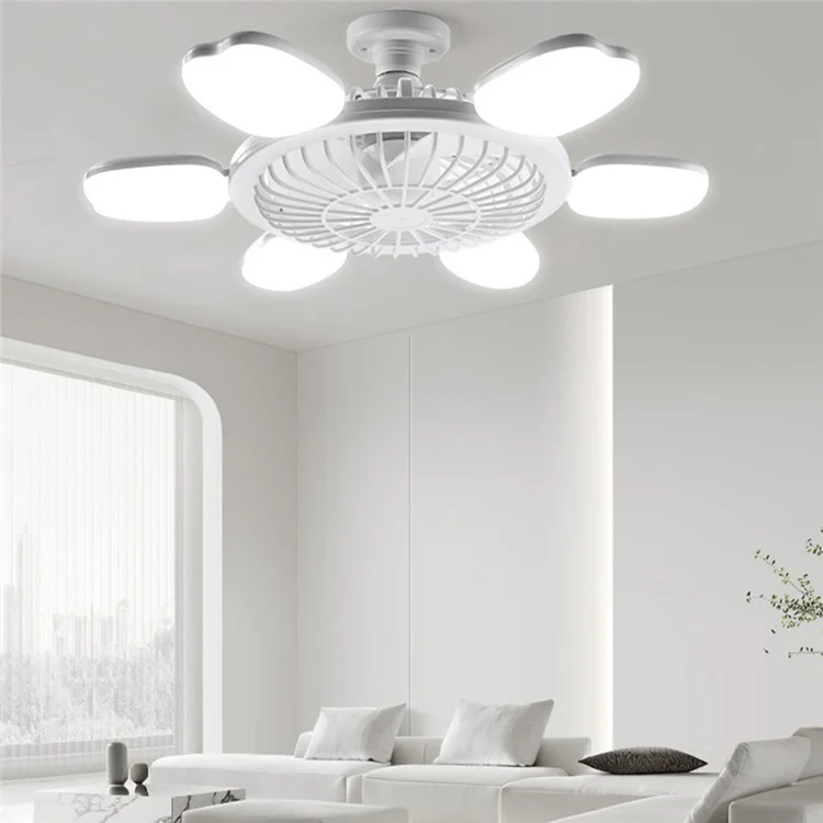 E27 Foldable LED Fan Light Home Bedroom Dorm Remote Control Dimmable 60W 6 Blade Apple Shape Ceiling Fan Light