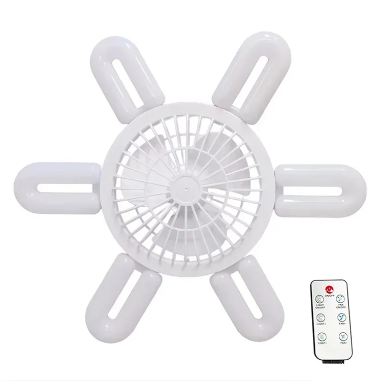 E27 60W 6 U-Shape Blade Foldable Fan Light Home Bedroom Dorm Remote Control Dimmable LED Ceiling Fan Light