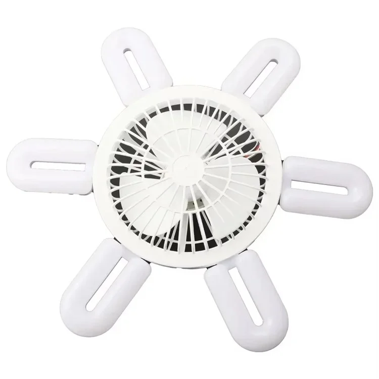 E27 60W 6 U-Shape Blade Foldable Fan Light Home Bedroom Dorm Remote Control Dimmable LED Ceiling Fan Light