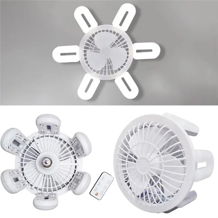 E27 60W 6 U-Shape Blade Foldable Fan Light Home Bedroom Dorm Remote Control Dimmable LED Ceiling Fan Light