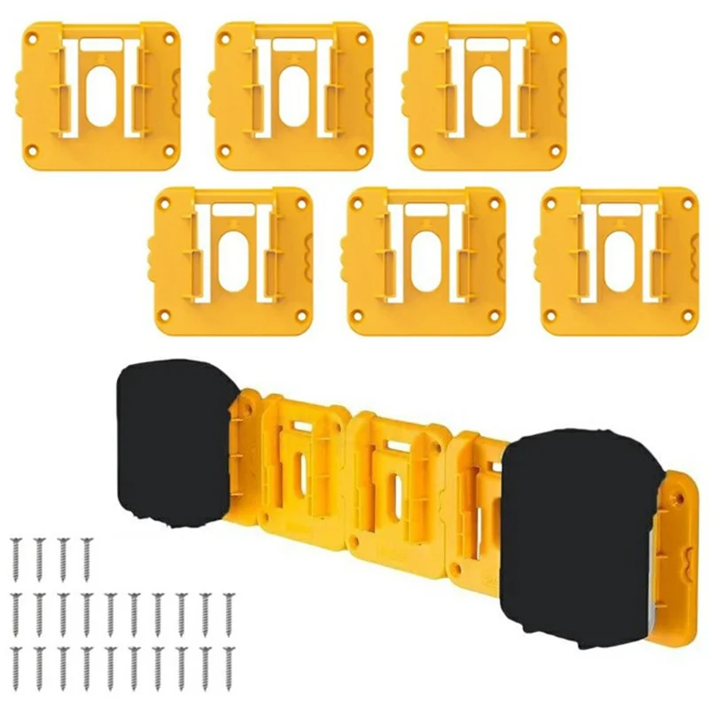 RIS-DW-1 6Pcs For Dewalt 20V / 60V DCB200 Battery Holder Wall Storage Mounts Battery Rack