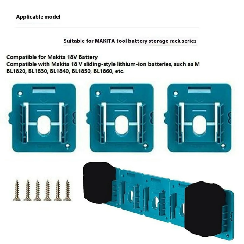RIS-MA-1 3Pcs For Makita 18V BL1815 BL1820 Battery Holder Tool Hanger Storage Rack Wall Mount