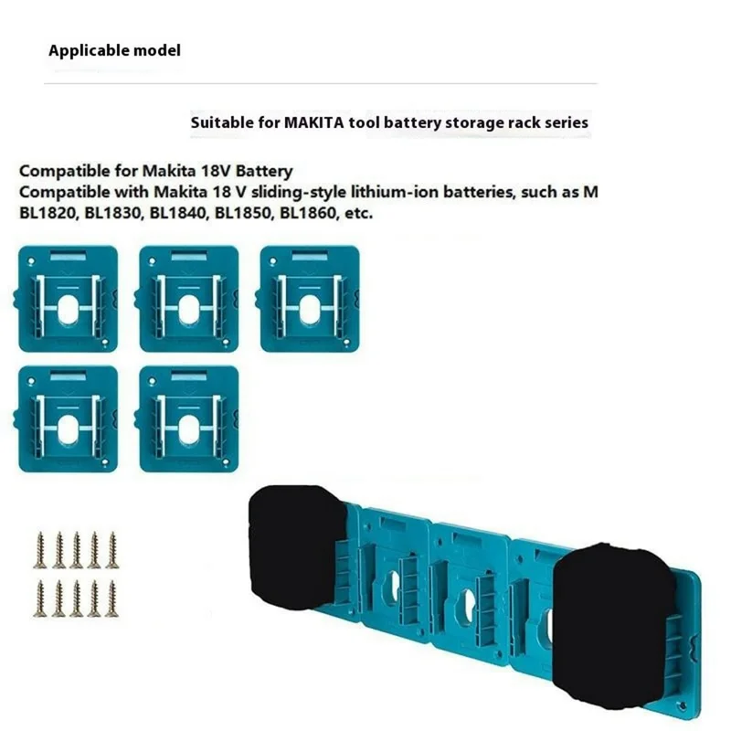 Soporte de Pared para Almacenamiento de 5 Piezas RIS-MA-1 para Soportes de Batería Makita 18V BL1815 BL1820