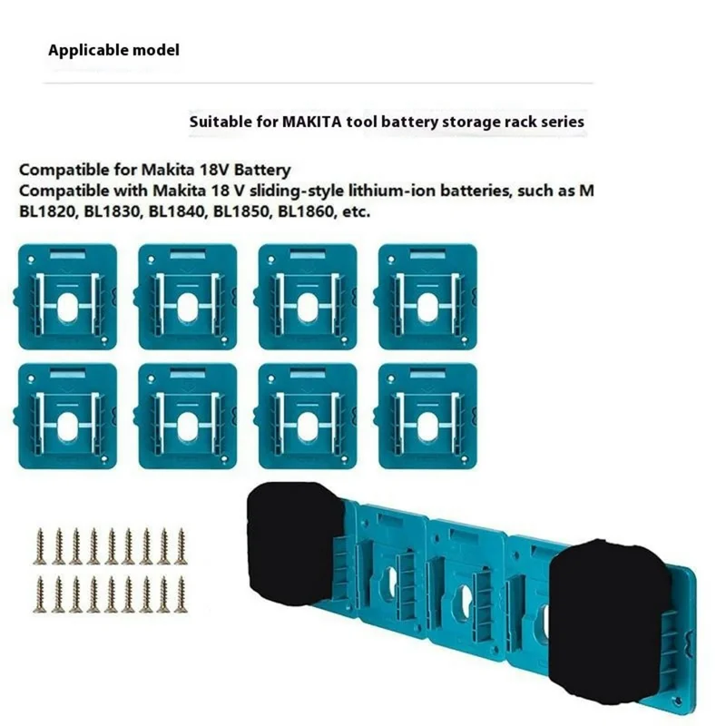RIS-MA-1 8Pcs For Makita 18V BL1815 BL1820 Battery Holder Tool Hanger Storage Rack Wall Mount