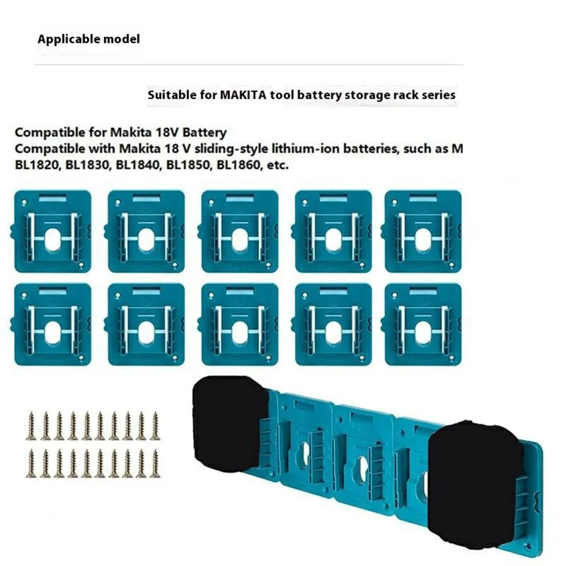 Soporte de Pared para 10 Soportes de Batería RIS-MA-1 para Herramientas Makita 18V BL1815 BL1820