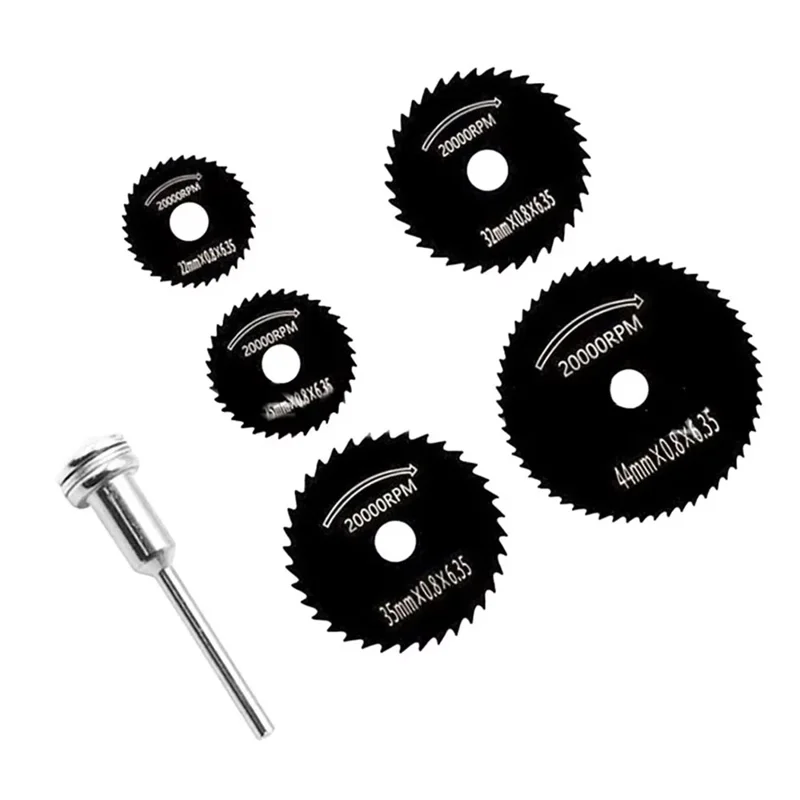 5 Peças de Lâminas Mini Serra Circular HSS para Corte de Madeira e Metal, Lâminas Rotativas para Furadeira Elétrica com Haste de Conexão de 3,17mm