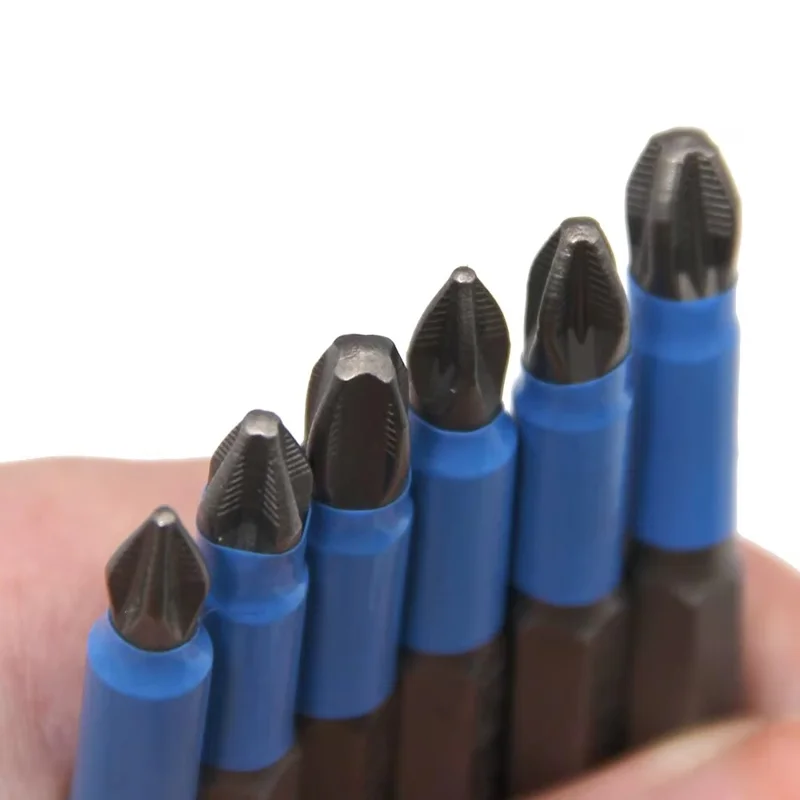 6 pièces S2 Acier Embouts de tournevis antidérapants PH1 / PH2 / PH3 / PZ1 / PZ2 / PZ3 Jeu d'embouts de tournevis électrique