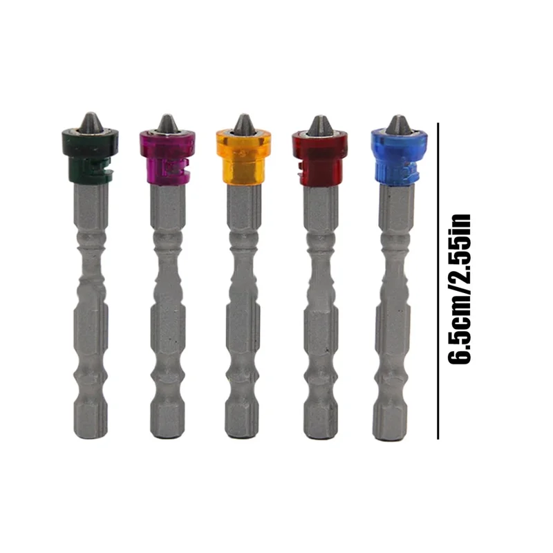 5 PCS Embouts de tournevis magnétiques de 65 mm à tête cruciforme, tige hexagonale standard de 1/4 de pouce