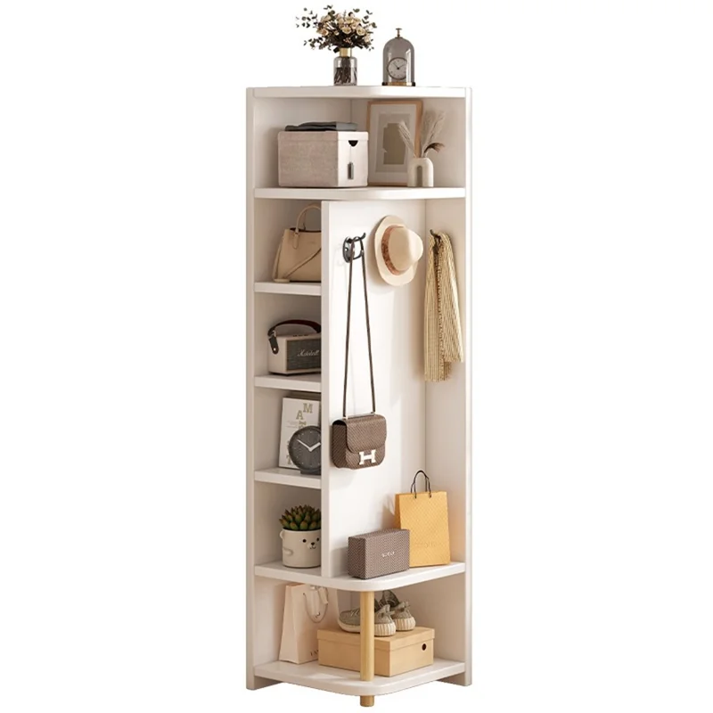 D33 Armadio di archiviazione ad angolo con 6 scomparti e appendiabiti per libreria da salotto, 30 x 180 cm