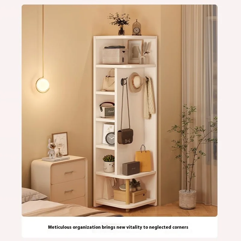 D33 Armadio di archiviazione ad angolo con 6 scomparti e appendiabiti per libreria da salotto, 30 x 180 cm
