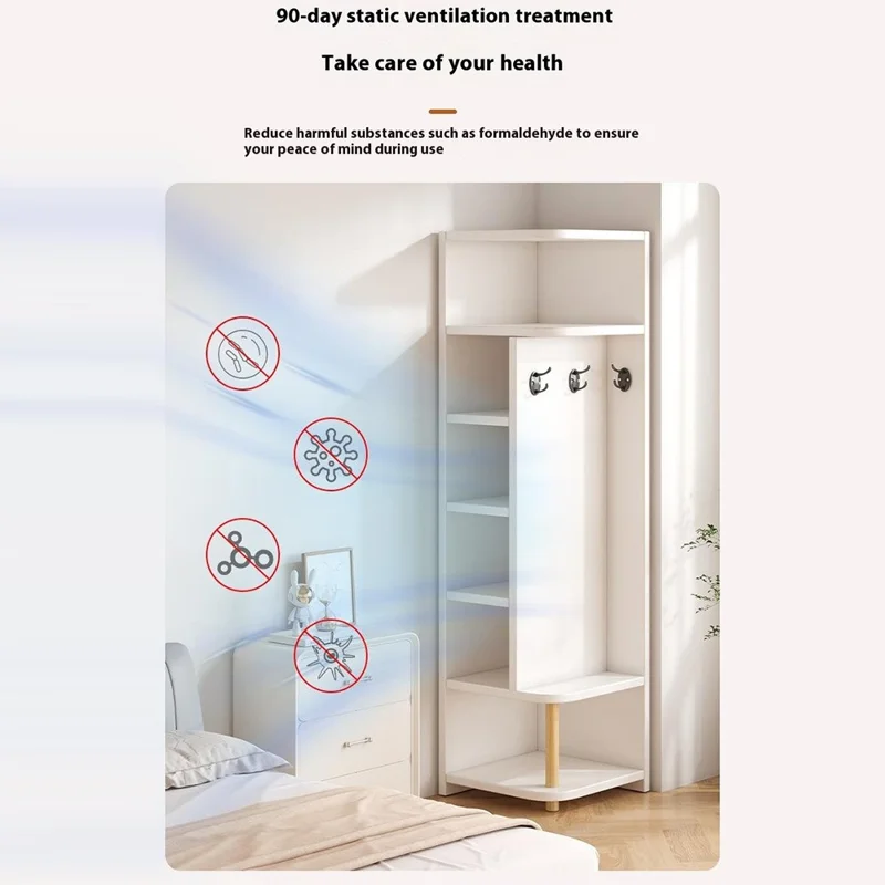 D33 Armario de Almacenamiento de 6 Compartimentos con Perchero para Salón, Estantería Decorativa, 40 x 180 cm
