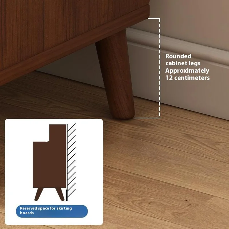 C28 20cm Width Slim Bedside Table for Bedroom Wooden 2 Drawer Nightstand with Metal Handle - Dark Walnut