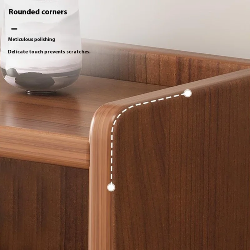 C28 20cm Width Slim Bedside Table for Bedroom Wooden 2 Drawer Nightstand with Metal Handle - Dark Walnut