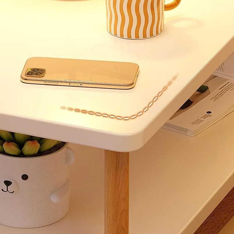 G08 Double Layer Narrow Bedside Table for Living Room Bedroom Minimalist Storage Shelf, 80 x 40cm
