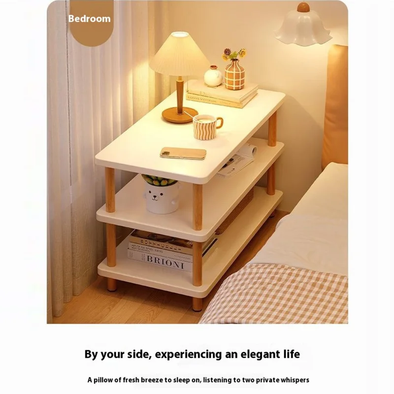 G08 Dreischichtiger schmaler Nachttisch für Wohnzimmer und Schlafzimmer – Minimalistisches Aufbewahrungsregal, 80 x 40 cm