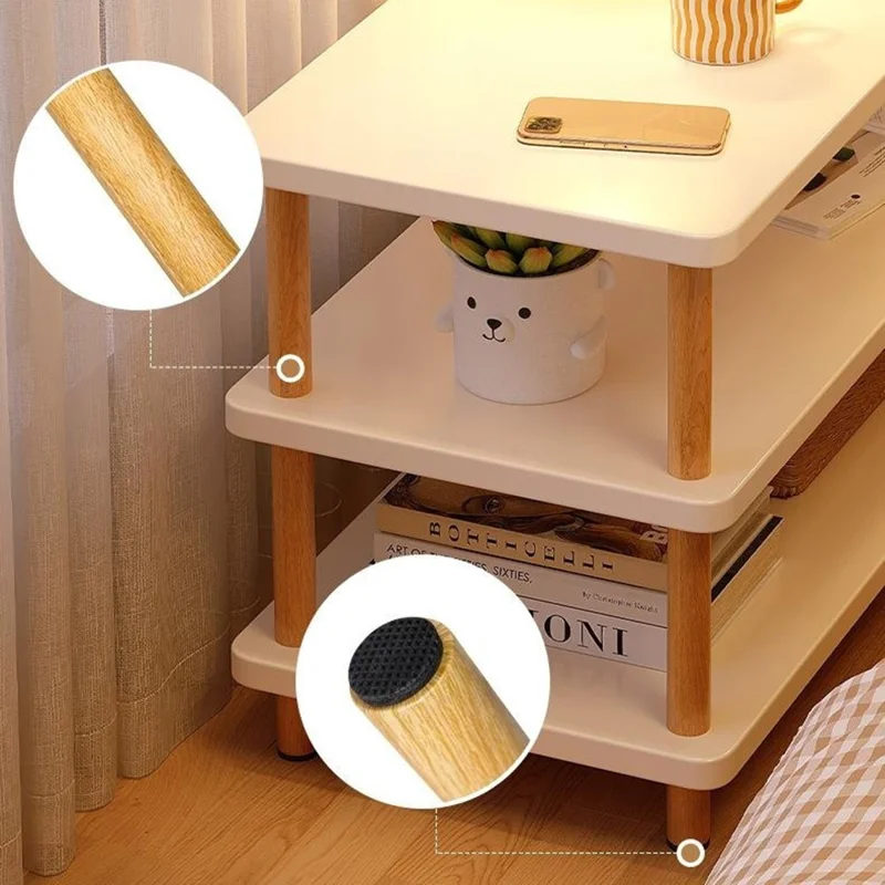 G08 Dreischichtiger schmaler Nachttisch für Wohnzimmer und Schlafzimmer – Minimalistisches Aufbewahrungsregal, 80 x 40 cm