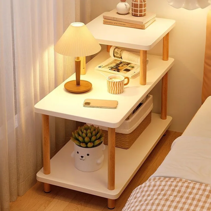 G08 Heightened Multi-Layer Bedroom Nightstand Narrow Side Table Living Room Storage Shelf, 60 x 30cm