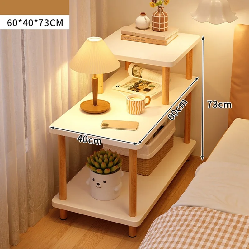 G08 Heightened Multi-Layer Bedroom Nightstand Narrow Side Table Living Room Storage Shelf, 60 x 40cm