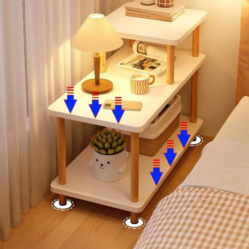 G08 Heightened Multi-Layer Bedroom Nightstand Narrow Side Table Living Room Storage Shelf, 60 x 40cm
