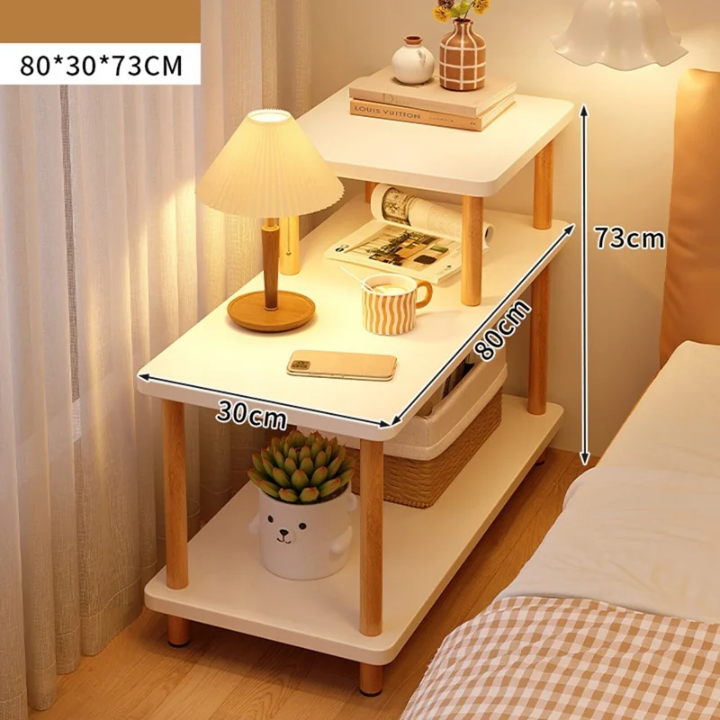 G08 Heightened Multi-Layer Bedroom Nightstand Narrow Side Table Living Room Storage Shelf, 80 x 30cm