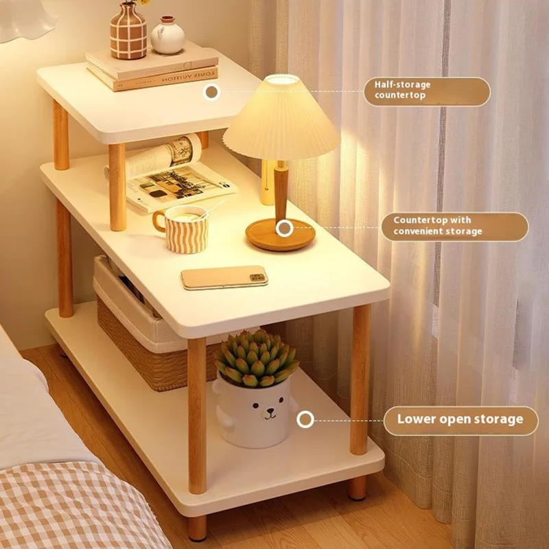G08 Heightened Multi-Layer Bedroom Nightstand Narrow Side Table Living Room Storage Shelf, 80 x 30cm