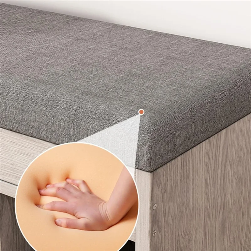 B09 Multifunktionale Klapp-Sitzbank für den Eingangsbereich mit zweischichtigem Schuhregal und gepolstertem Sitz, 80 cm Breite - Warmweiß