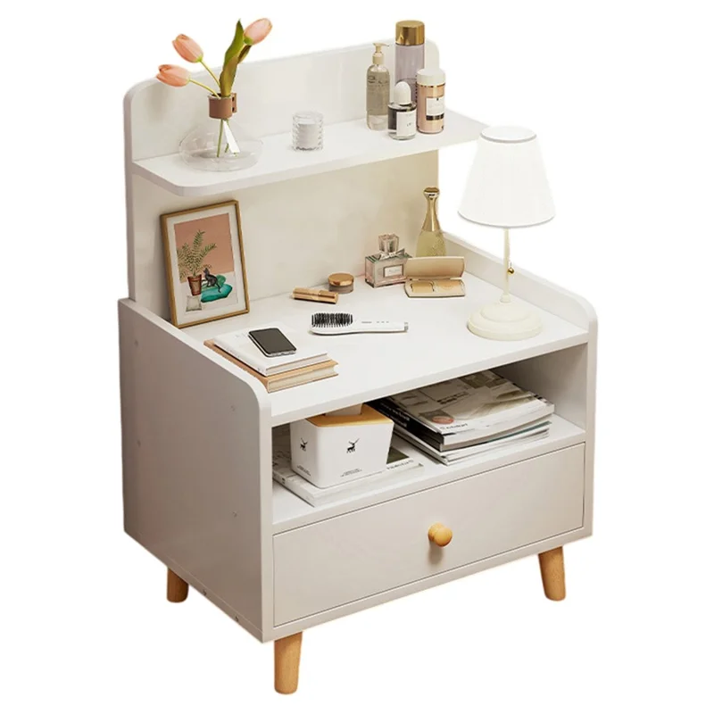 C22 Single Drawer Bedside Table Wide Storage Cabinet Multipurpose Nightstand, 40 x 32 x 70cm - Warm White