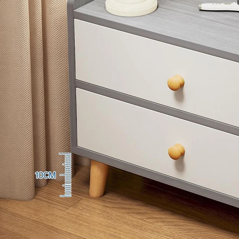 C22 Dual Drawer Bedside Table Wide Storage Cabinet Multipurpose Nightstand, 40 x 32 x 70cm - Warm White