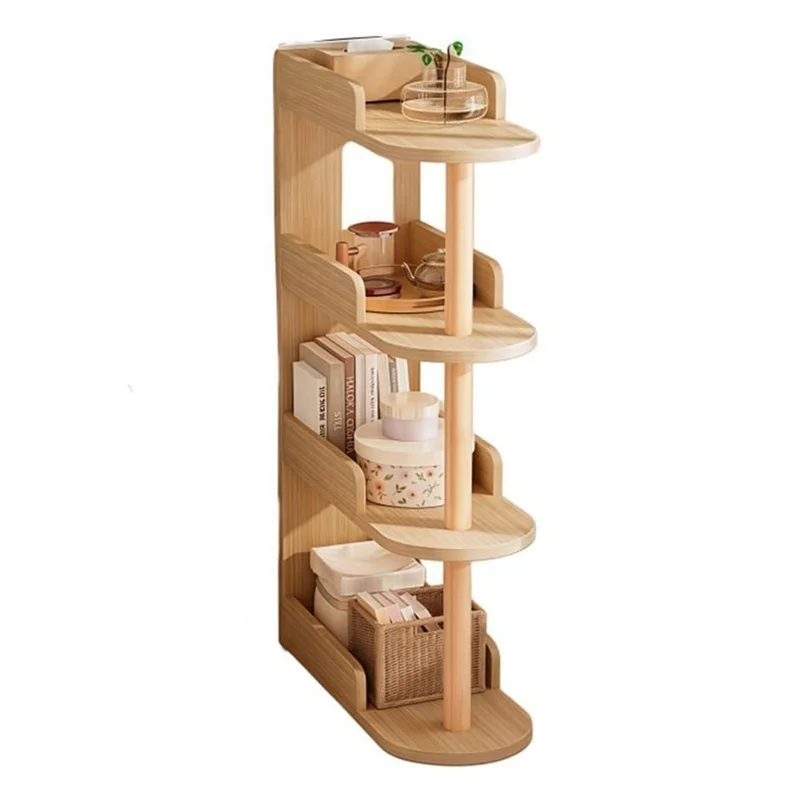 4 Étagères étroites en bois à 4 niveaux pour la chambre à coucher Organisateur économe en espace, 48 x 30 cm - Couleur bois