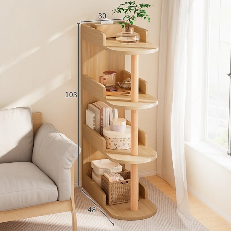 4 Étagères étroites en bois à 4 niveaux pour la chambre à coucher Organisateur économe en espace, 48 x 30 cm - Couleur bois