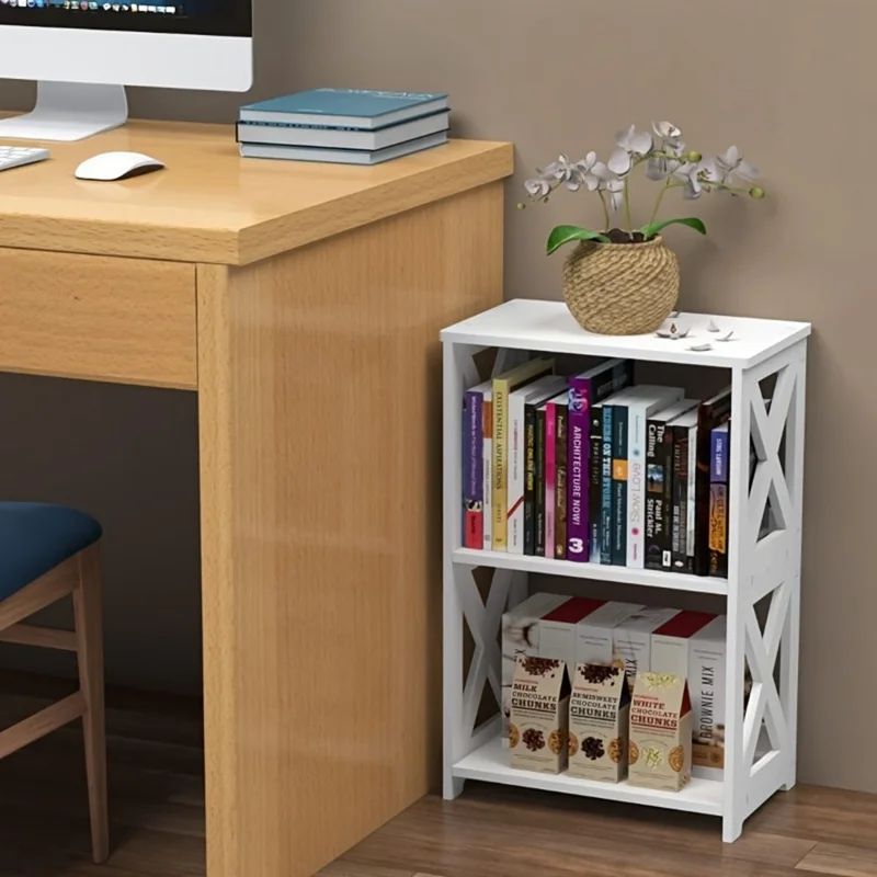 Étagère de rangement en bois-plastique pour chambre et salle de bain, support multi-niveaux pour livres et articles de toilette