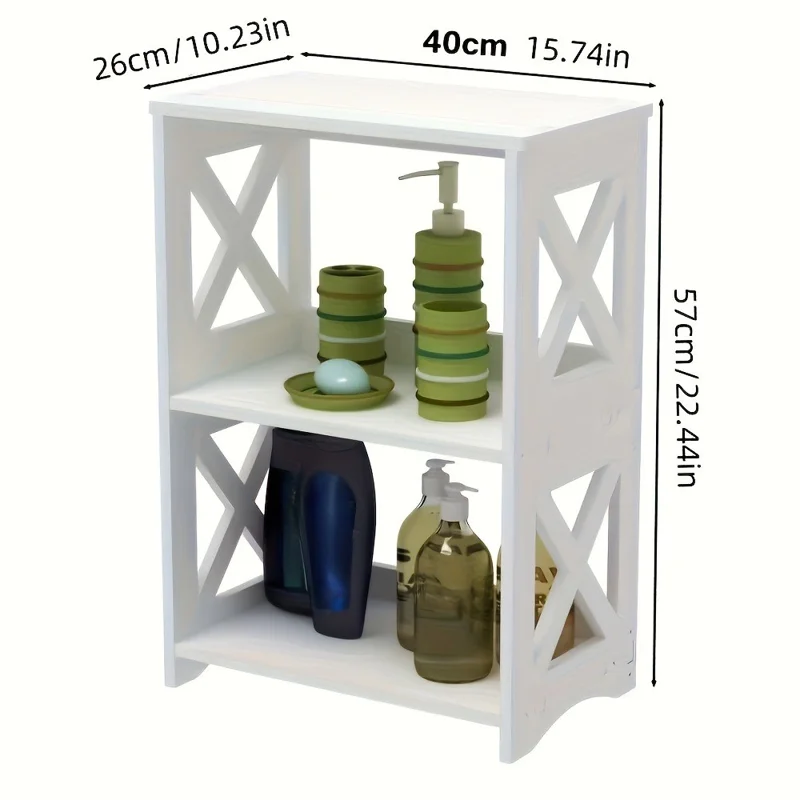 Étagère de rangement en bois-plastique pour chambre et salle de bain, support multi-niveaux pour livres et articles de toilette