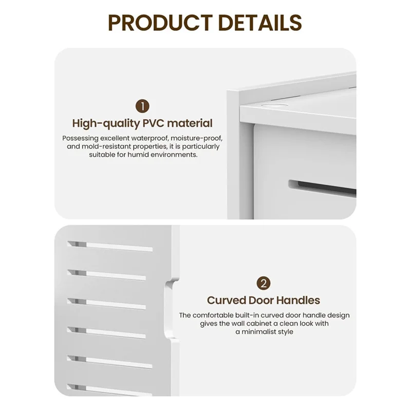 Wood-Plastic Board Bathroom Storage Organizer No Drill Cosmetic Toiletry Wall Mounted Cabinet