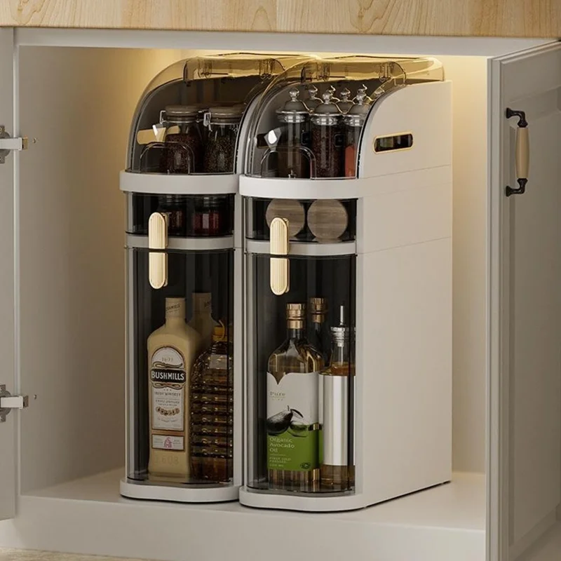 2-Tier Slim Storage Organizer Transparent Dust Proof Container Box for Kitchen / Bathroom / Bedroom