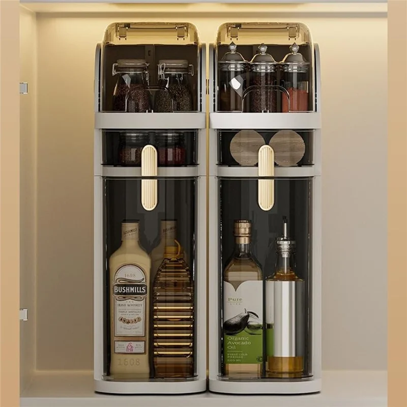 2-Tier Slim Storage Organizer Transparent Dust Proof Container Box for Kitchen / Bathroom / Bedroom