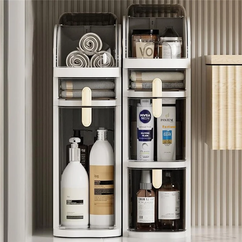 2-Tier Slim Storage Organizer Transparent Dust Proof Container Box for Kitchen / Bathroom / Bedroom