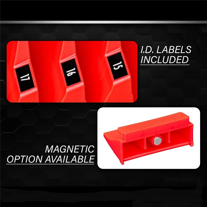 Wrench Organizer 20 Slots Tool Spanner Storage Holder for Garage / Workshop Space Saving Heavy Duty - Red