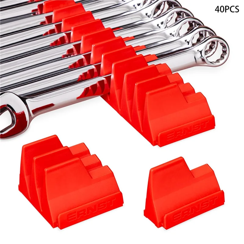 Wrench Organizer 40 Slots Tool Spanner Storage Holder for Garage / Workshop Space Saving Heavy Duty - Red