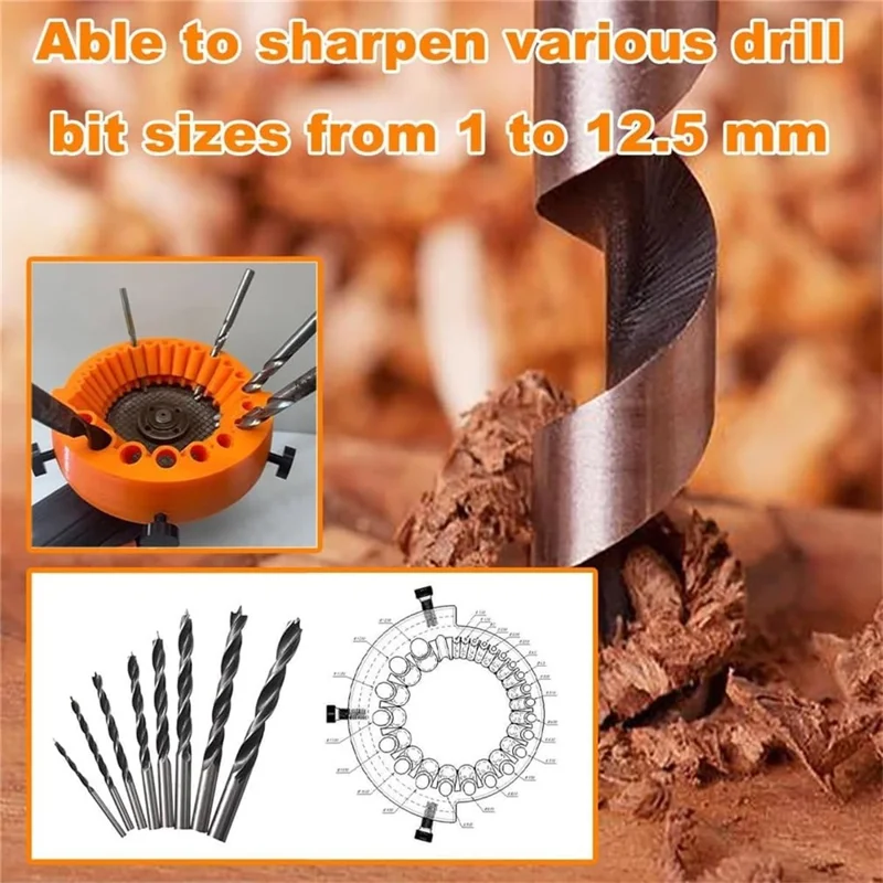 Multi-Size Drill Bit Sharpener Grinding Tool Auxiliary Drill Grinder Thickened Angle Grinder Drill Bit Sharpener - Orange