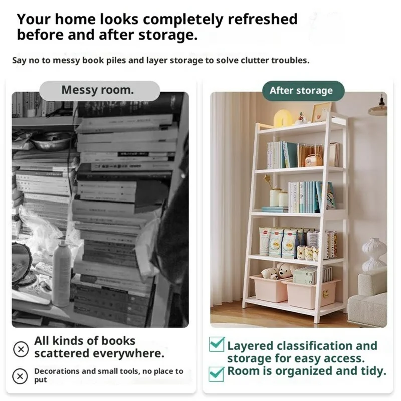 D20 50 x 120cm 5 Layers Floor Standing Display Shelf Trapezoid Bookcase Minimalist Storage Rack