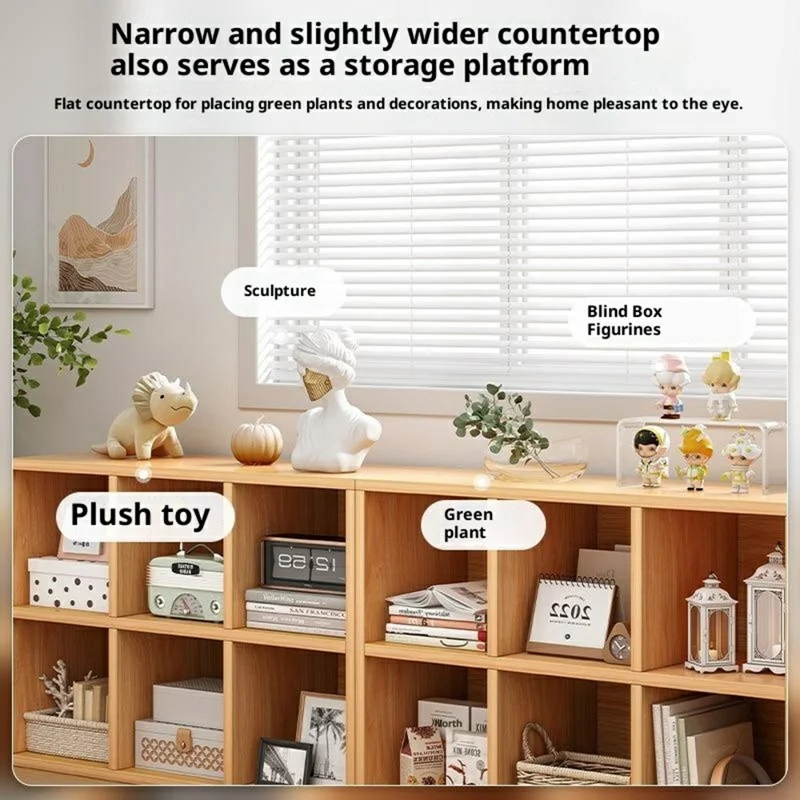 D23 خزانة تخزين بـ 4 أقسام 60 × 20 × 60 سم رف عرض للصالة رف كتب خشبي - لون خشب