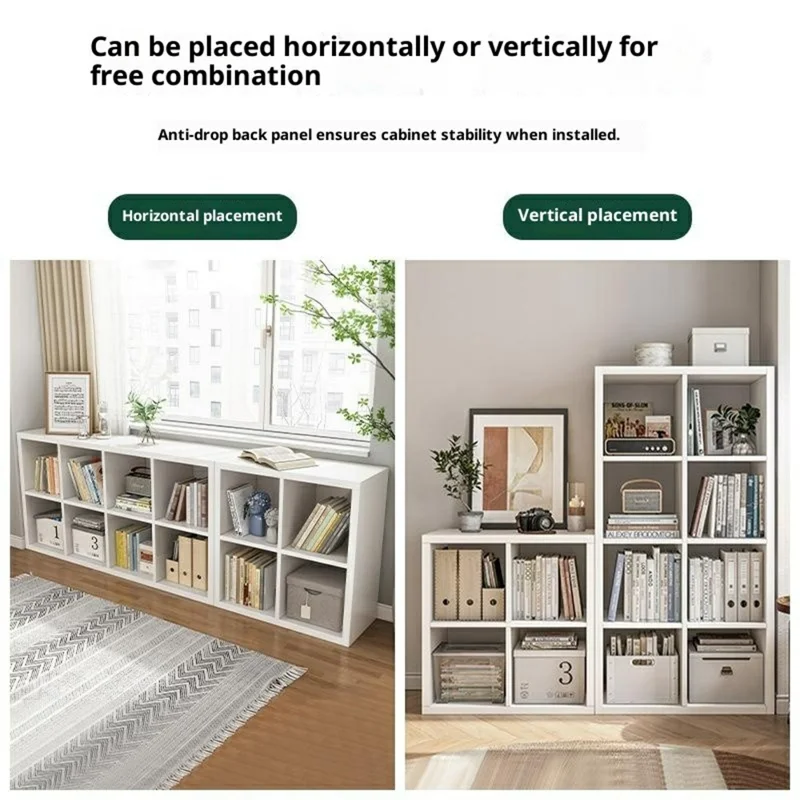 D23 خزانة تخزين بـ 4 أقسام 60 × 20 × 60 سم رف عرض للصالة رف كتب خشبي - لون خشب