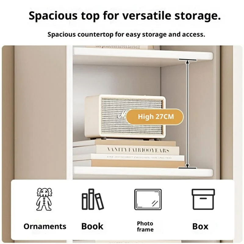 D27 30cm Libreria Stretta a 4 Ripiani Mobiletto Portaoggetti per Soggiorno Organizzatore Scaffale - Bianco