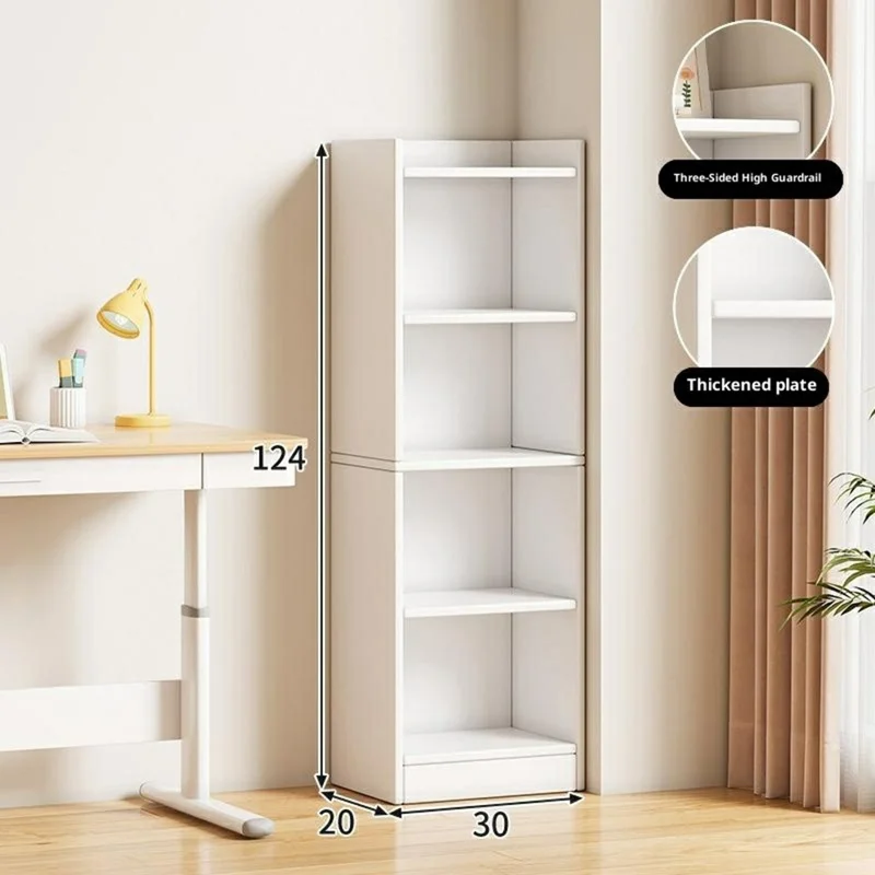 D27 30cm Libreria Stretta a 4 Ripiani Mobiletto Portaoggetti per Soggiorno Organizzatore Scaffale - Bianco