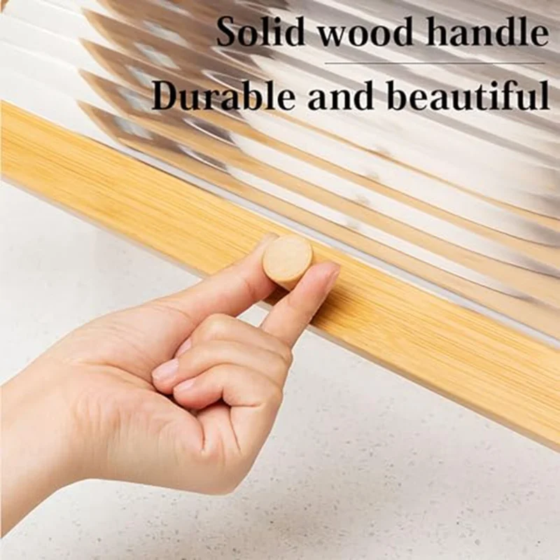 606TMZWG-01 Kitchen Countertop Spice Rack Organizer Multi-Tier Storage Cabinet 42cm Length Bamboo Acrylic Door - Burlywood