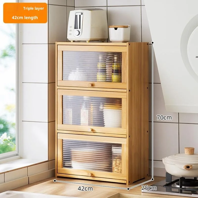 606TMZWG-05 Multi-Tier Kitchen Countertop Organizer Spice Rack Storage Shelf 3-Layer 42cm Long Cabinet Space Saver - Burlywood