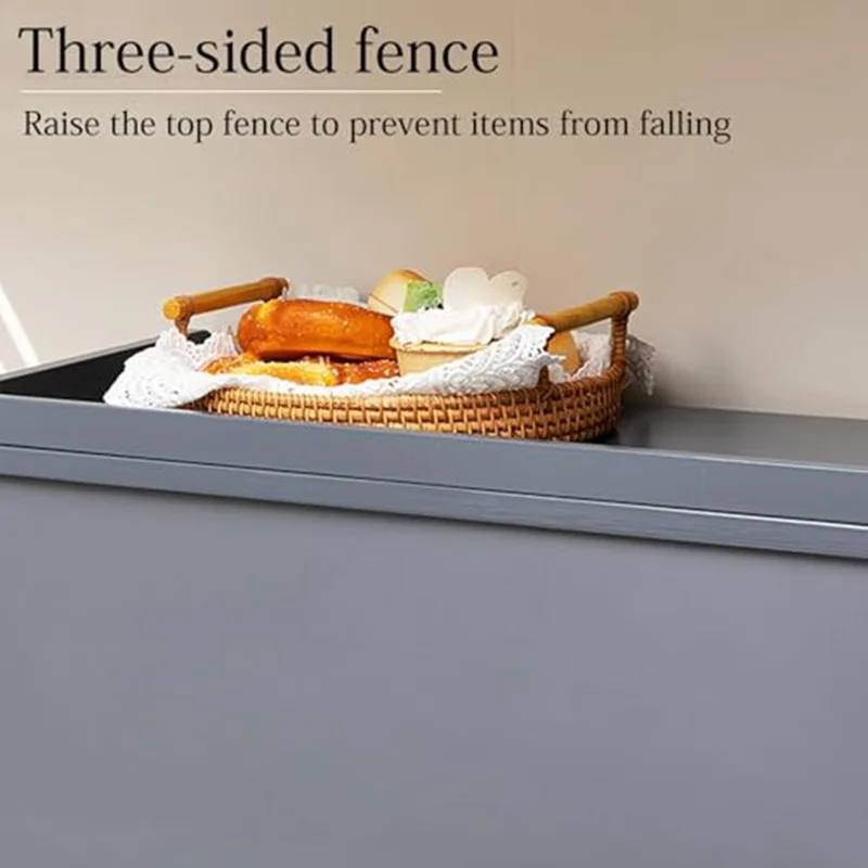 607TMZWG-12 3 Tiers 52cm Length Kitchen Countertop Storage Cabinet Multi-functional Spice Rack with Transparent Door - Black