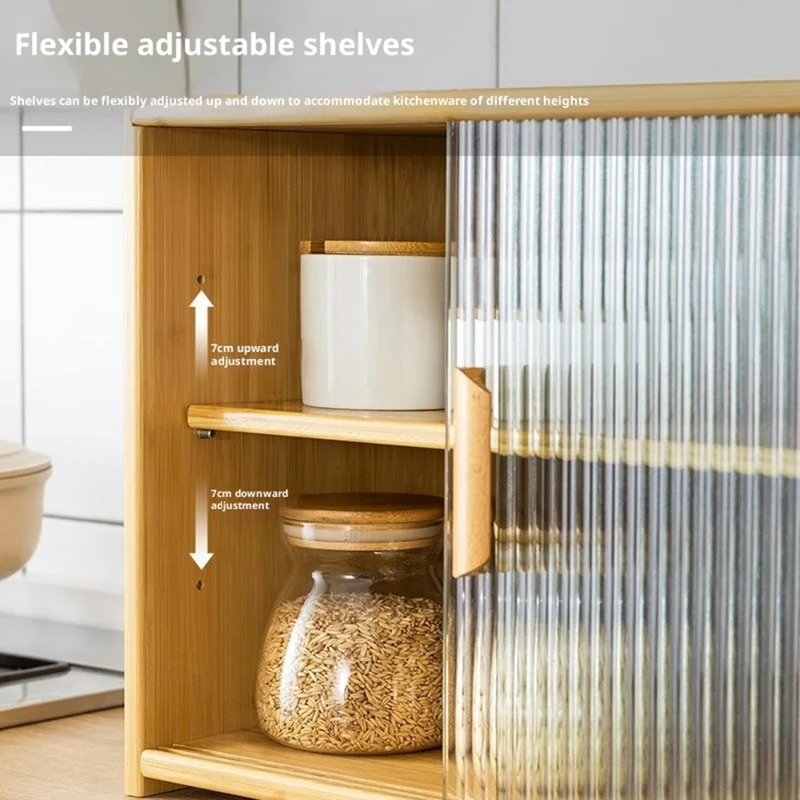 Organizador de especias para encimera de cocina de 67 cm de longitud, multiusos, con estantes escalonados y divisores ajustables - Color bambú