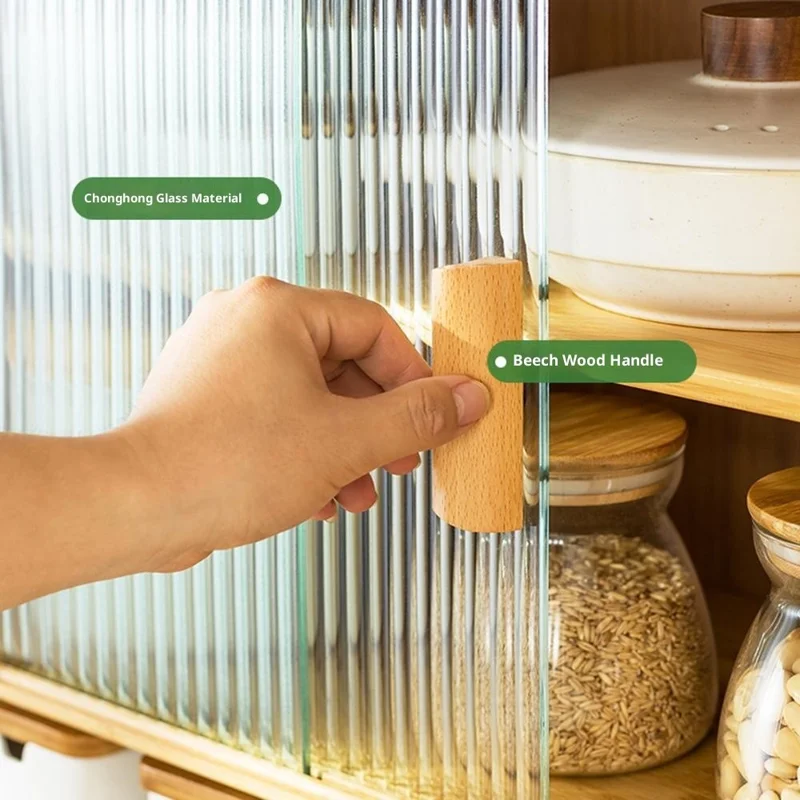 Organizador de especias para encimera de cocina de 67 cm de longitud, multiusos, con estantes escalonados y divisores ajustables - Color bambú