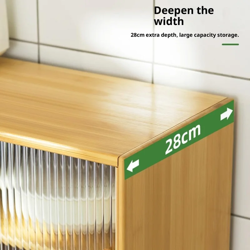 Organizador de especias para encimera de cocina de 67 cm de longitud, multiusos, con estantes escalonados y divisores ajustables - Color bambú